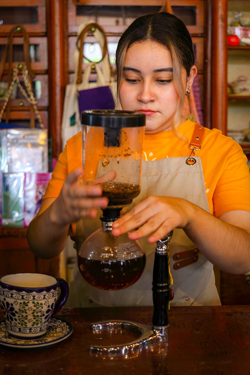 woman extracting coffee beans flavor 